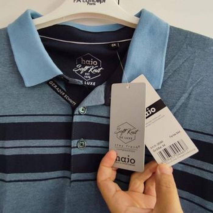 Polo bleu/gris rayures marines taille XL Hajo - photo numéro 4