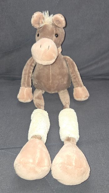 Doudou peluche Cheval marron et beige - 47 cm - Playkids