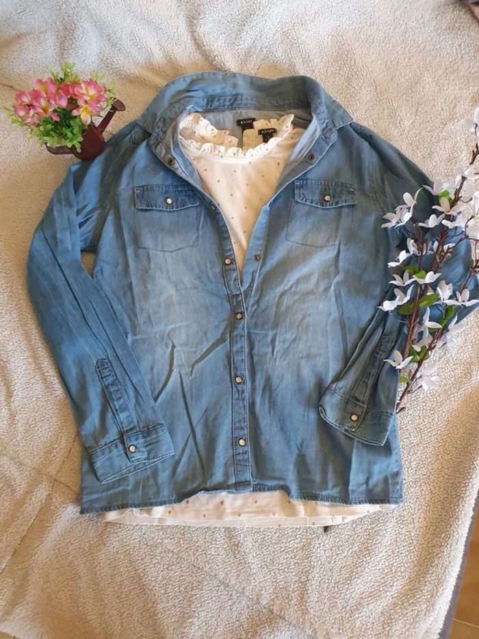 đź’™Ensemble chemise jeans+ tee shirt 12 ansđź’™