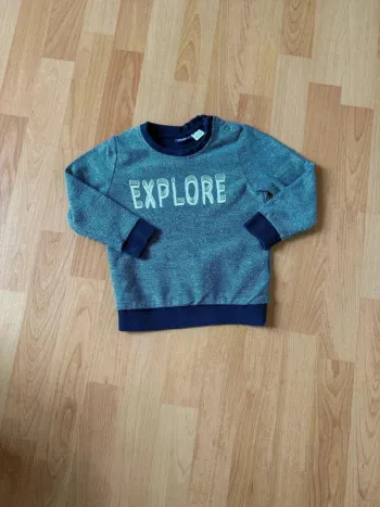 Sweat-shirt Garçon Lupilu Bleu avec "Explore" - Taille 2 Ans - Très Bon État