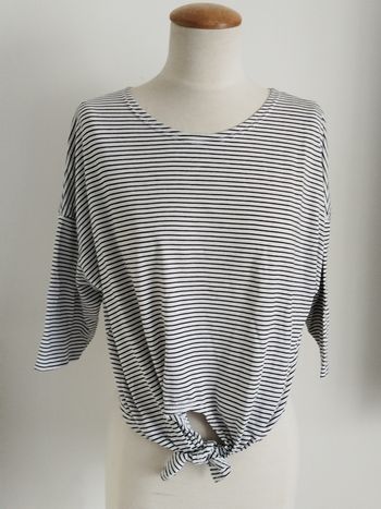 Blouse marinière blanche et noire manches 3/4 Atmosphère taille 38 