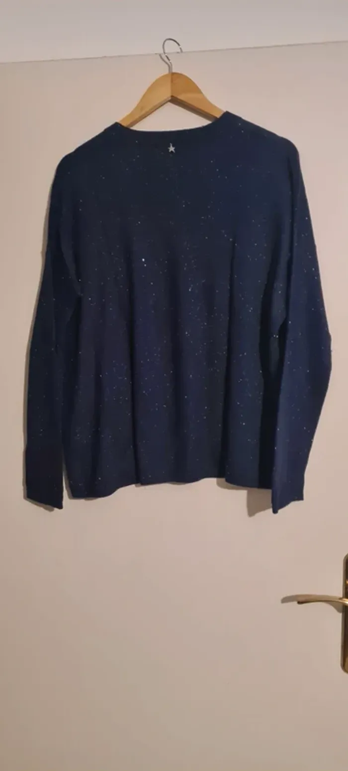 Pull bleu paillettes Sud Express - photo numéro 6