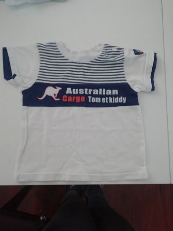 Tee-shirt blanc et marine 24 mois