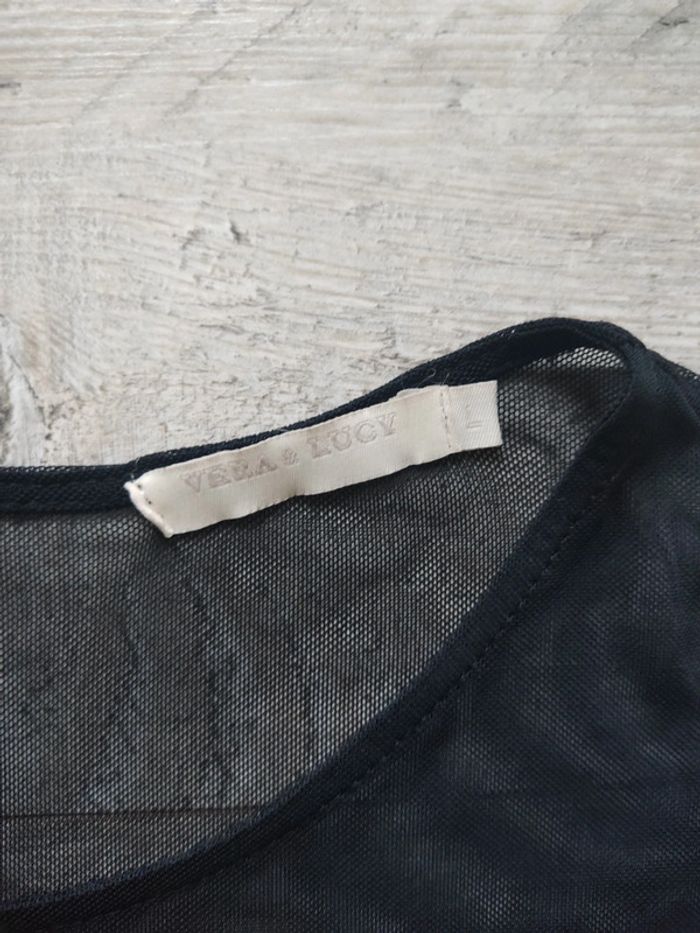 Robe mi-longue manches longues volants et mesh noire taille L Vera & Lucy - photo numéro 7