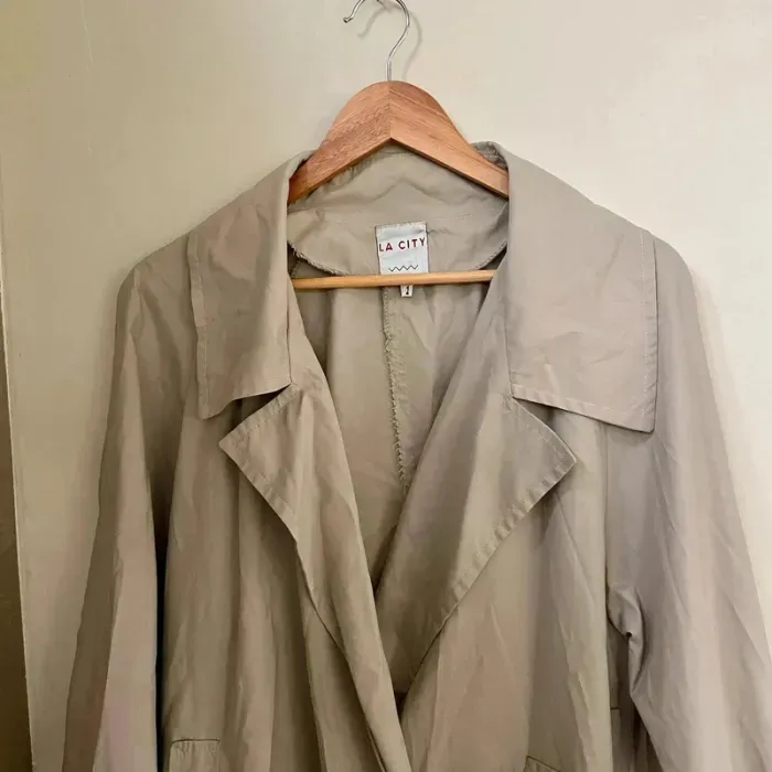 Veste trench beige La City T38-40 coupe droite fluide, col à revers, mi-saison léger V038 - photo numéro 2