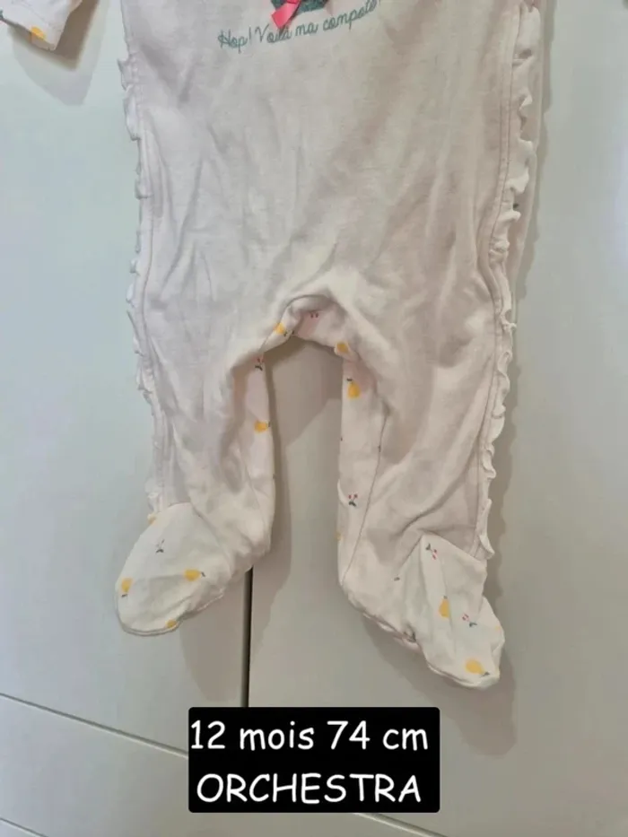 Orchestra Dors-bien en jersey print fruits pour bébé fille 12 mois 74 cm pyjama - photo numéro 5