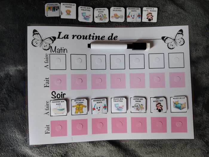 Fiche d'activité pour fille m'a routine du matin et du soir