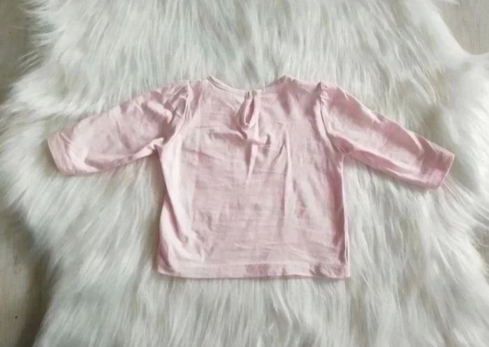 Tee-shirt coton rose pastel bébé fille 6 mois manches longues - photo numéro 2