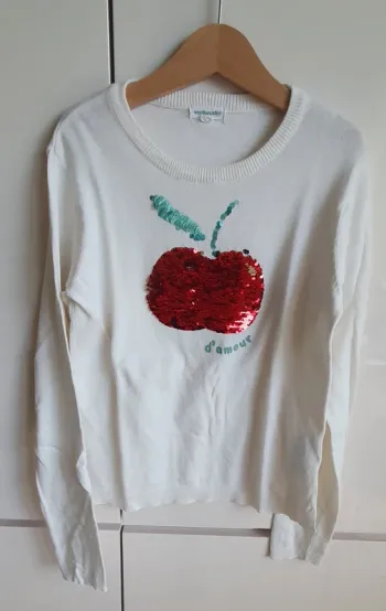 Pull motif sequins Vertbaudet 10 ans