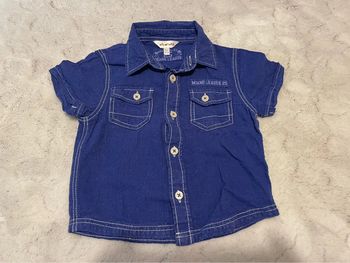 Chemise bleue lin coton - Kidkanaï - 18 mois 81 cm