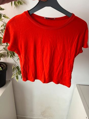 Haut court Zara orange rouge