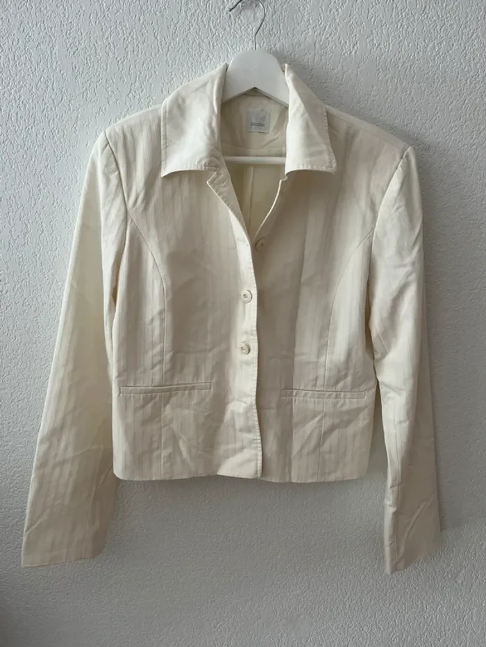 Veste blazer femme Camaïeu écru rayé - Taille 40