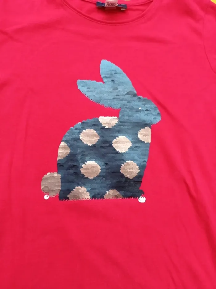 Tee-shirt ML rose Okaïdi a sequins taille 12 ans - photo numéro 2