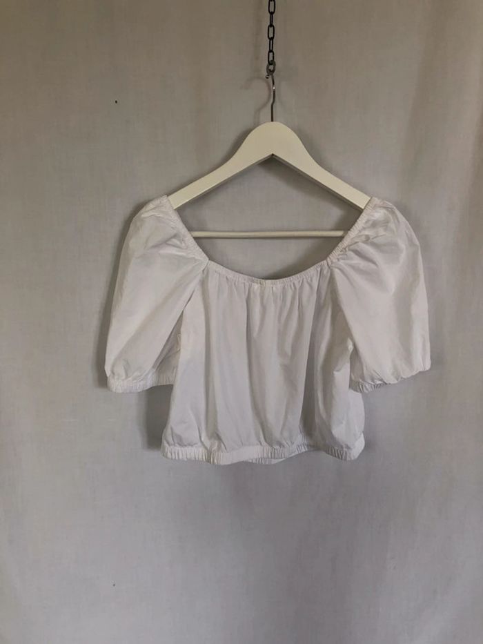 Haut manches courtes crop blanc H&M taille 42 très bon état - photo numéro 5