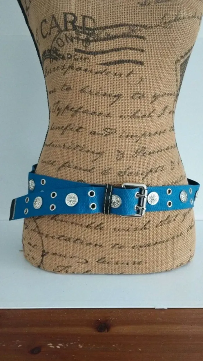 Ceinture bleu ronds argenté 95 cm - photo numéro 3
