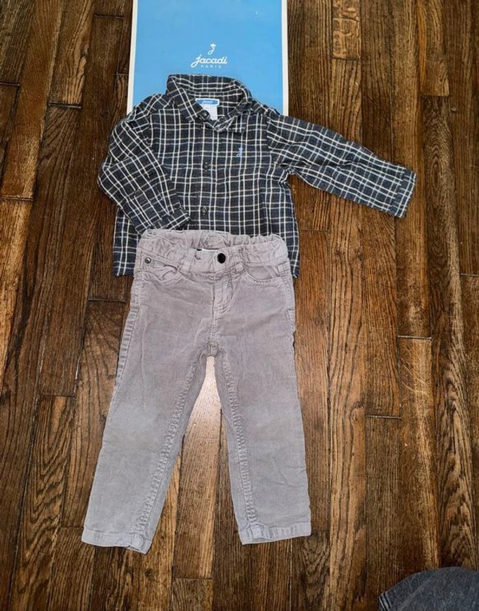 chemise et pantalon velour Jacadi 18 mois