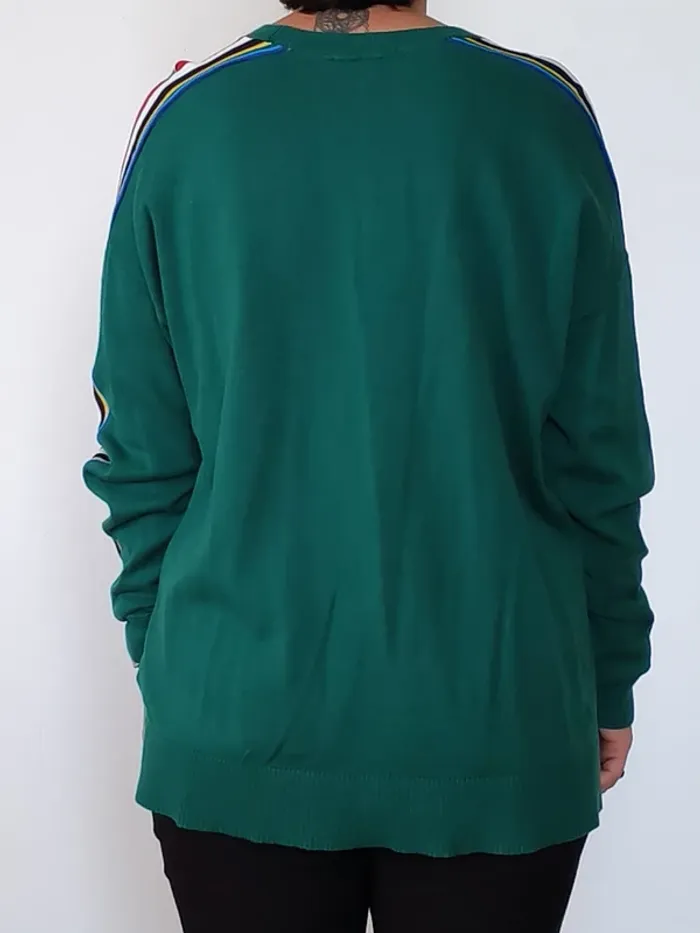 Pull Tommy Hilfiger vert XL – manches à bandes multicolores – unisexe - photo numéro 2