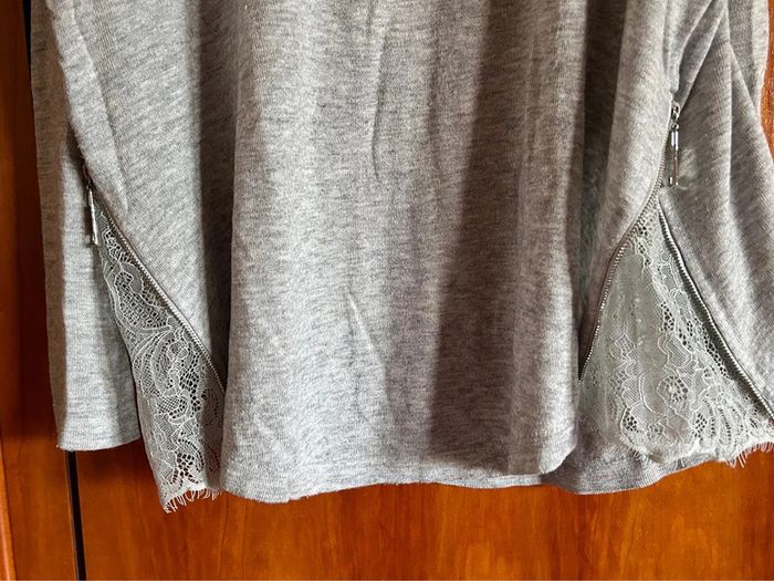 Pull gris dentelle Nicole taille unique - photo numéro 5