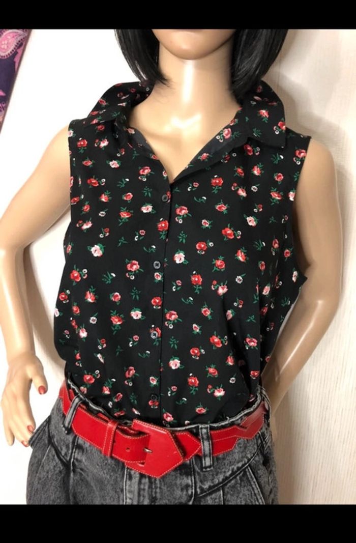 🖤🌹 Aesthetic Y2K pop rock rockabilly outfit set ,lot tenue jupe et chemise sans manches🌹🖤 - photo numéro 15