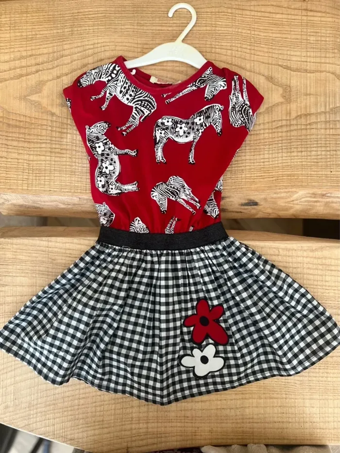 Robe 5 ans fille zèbre rock rouge noire à carreaux mushi - photo numéro 5