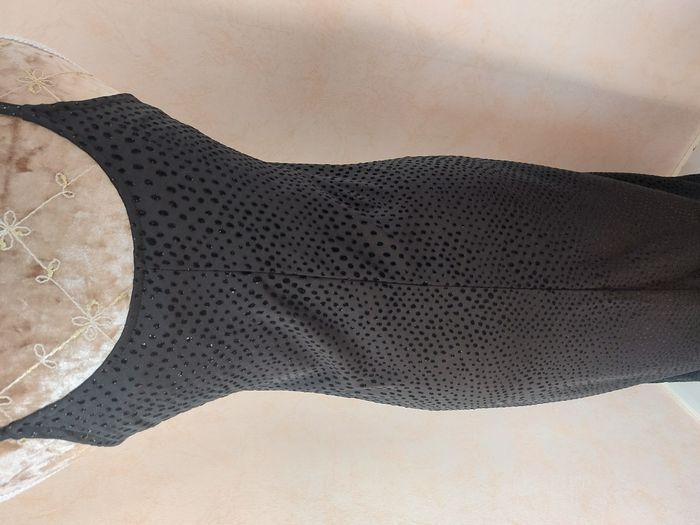 Robe longue Affaire de mode Prestique noir pois velours sans manches taille 36-38 - photo numéro 5