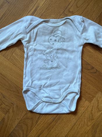 Body bébé 3 mois blanc à rayures bleu clair