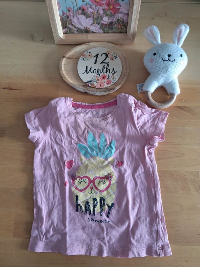 T-shirt manches courtes pour fille taille 12mois marque In Extenso très bon état