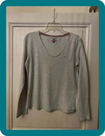 T-shirt manches longues col V généreux S -Tommy Hilfiger