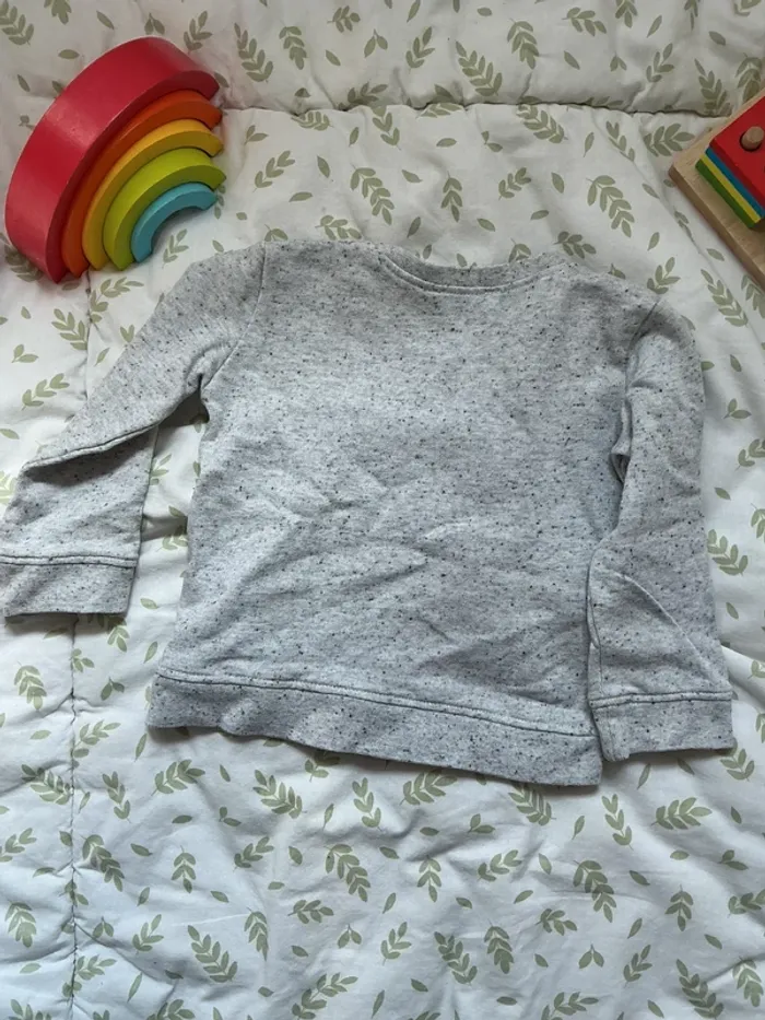 sweat col rond gris chiné inscription devant 12 mois la redoute - photo numéro 4