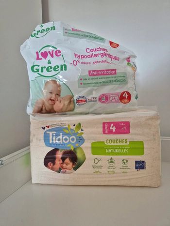 Lot de 2 paquets de couches tidoo love and green 🌸 taille 4 - 7 à 18kg
