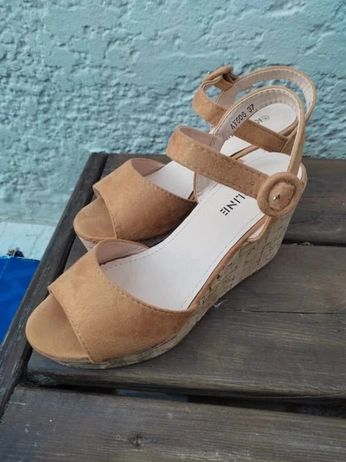 Sandales d'été, sandales à talon compensé femme - photo numéro 3