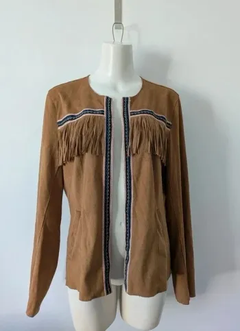 Veste à franges vintage avec broderie - Aileen paris - taille 40