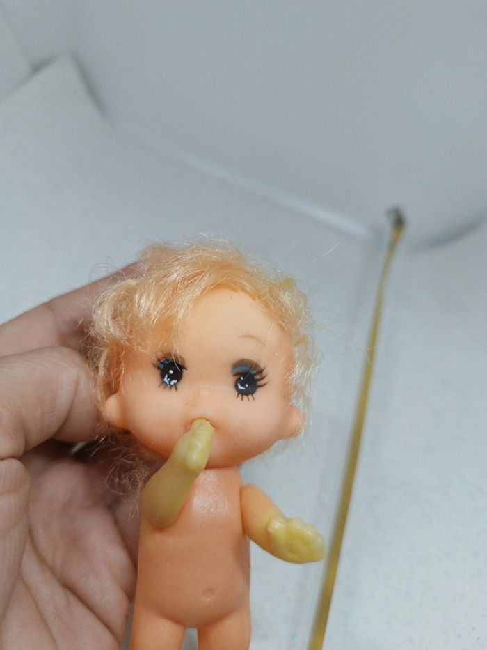 Petite small little girl poupée doll kraft pouce bouche monchhichi kiki blonde vintage impkins - photo numéro 5