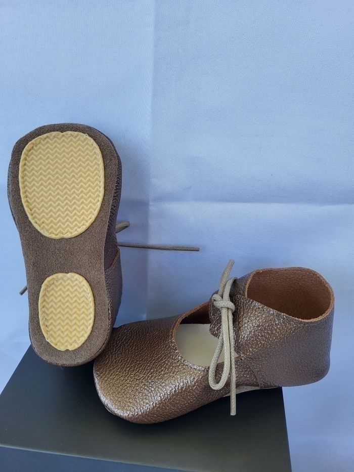 Chaussures charles IX bébé en cuir bronze Point  22 Made in 🇨🇵