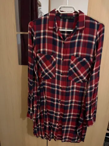 Chemise longue à carreaux femme