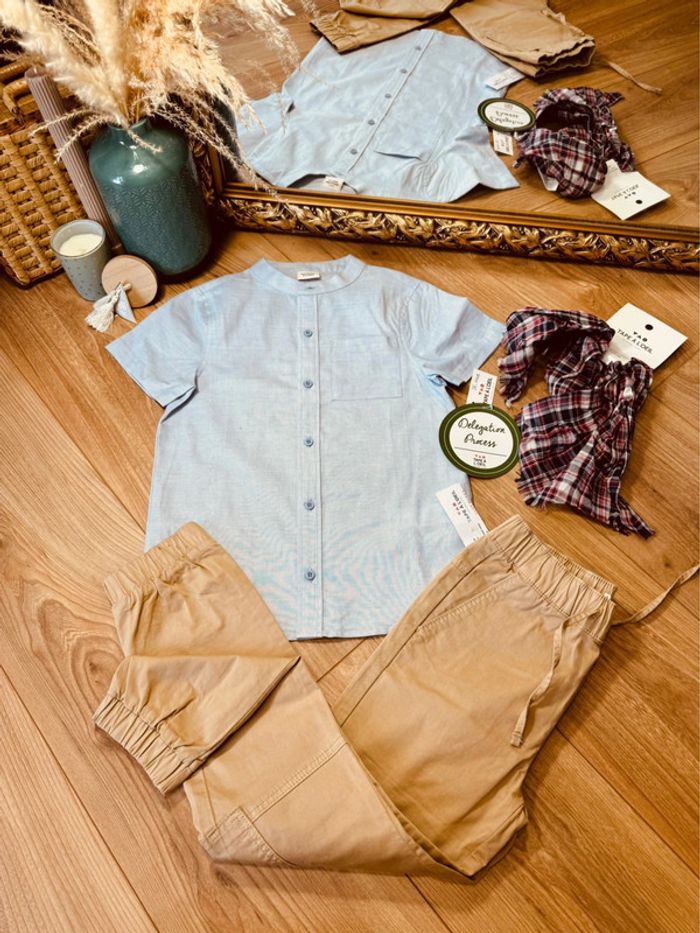 Taille 8 ans ensemble 3 pièces cérémonie garçon TAO bleue beige 💙