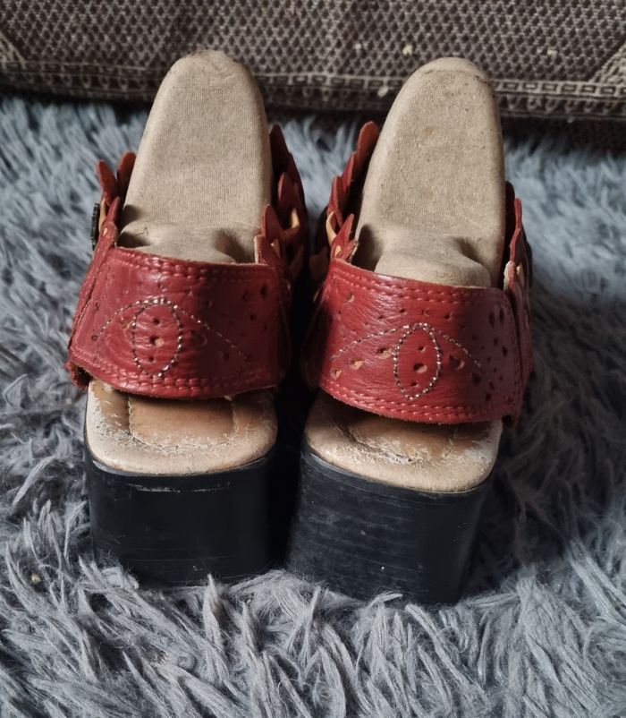 Sandales à talons bordeaux 39 en cuir - photo numéro 4