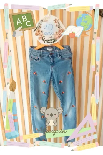 Jean brodé fleurs 10ans creeks