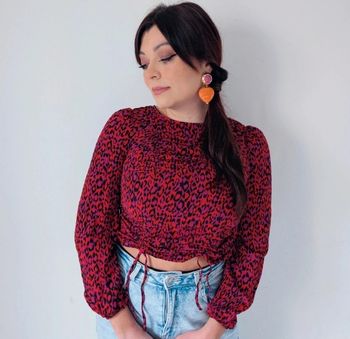 Blouse courte Pimkie aux motifs léopard rouge tendance moderne Taille 36 