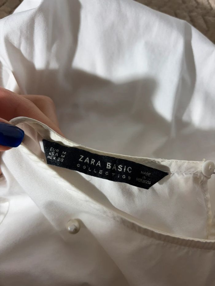 Blouse blanche Zara Basic perles taille M - photo numéro 3
