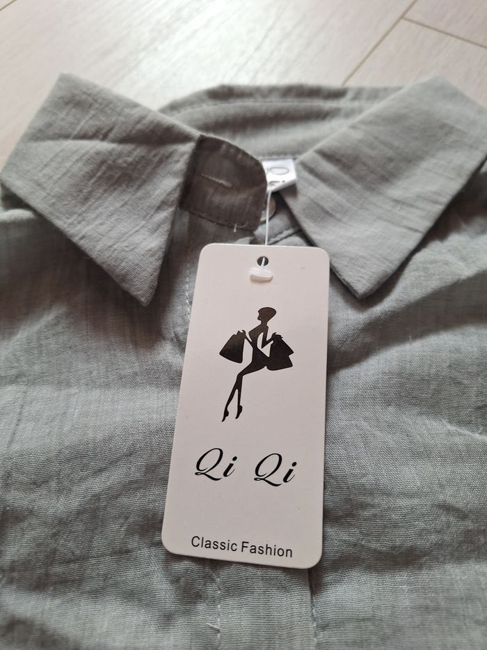Chemise unie à col et manches longues QiQi - photo numéro 3