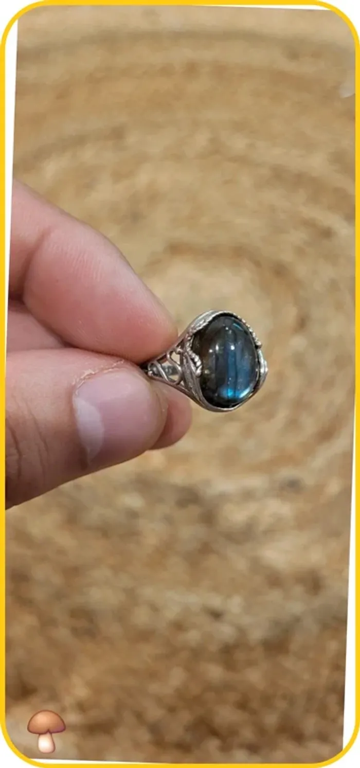 Bague labradorite en argent 925 avec poinçon - Très bon état - photo numéro 2
