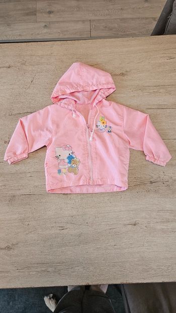 Veste à capuche réversible rose / rose à carreaux blancs, Hello Kitty, 4 ans