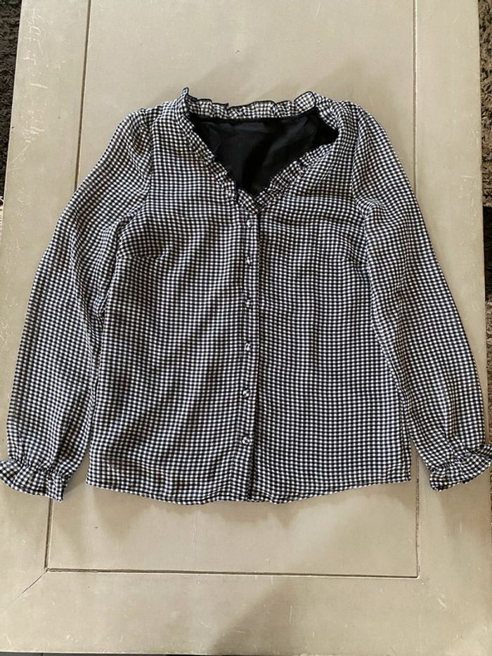 Chemise vichy noire et blanche à petits carreaux taille S / M - photo numéro 16