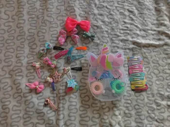 Gros lot d'élastiques et barrettes