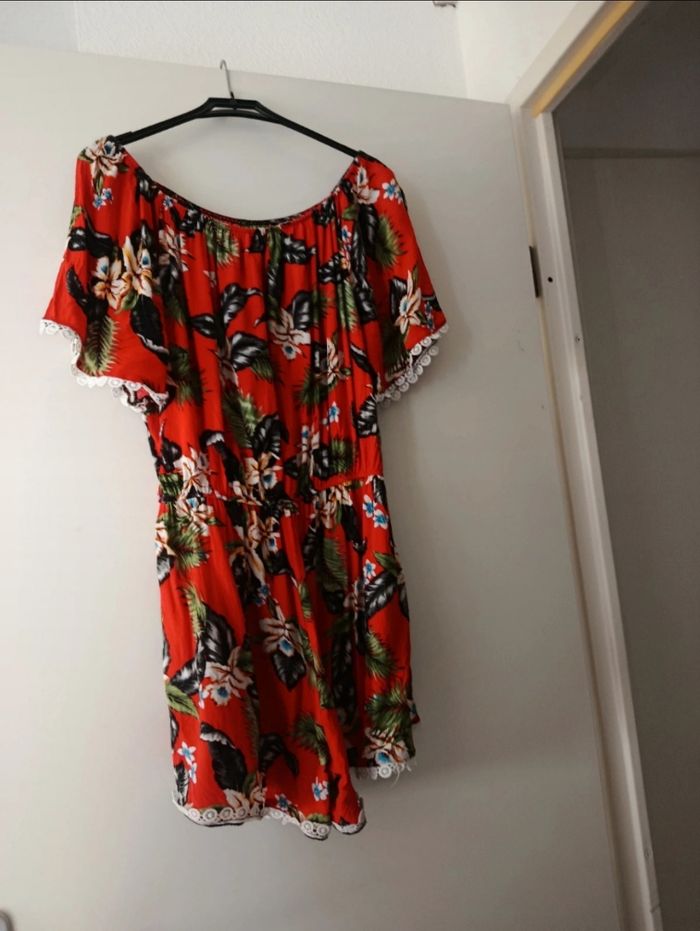 Combishort combinaison short poches légère manches courtes à fleur