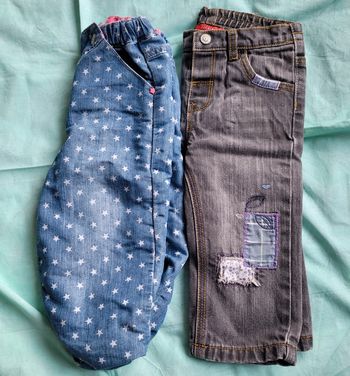 2 pantalons jeans chauds doublés 18 mois