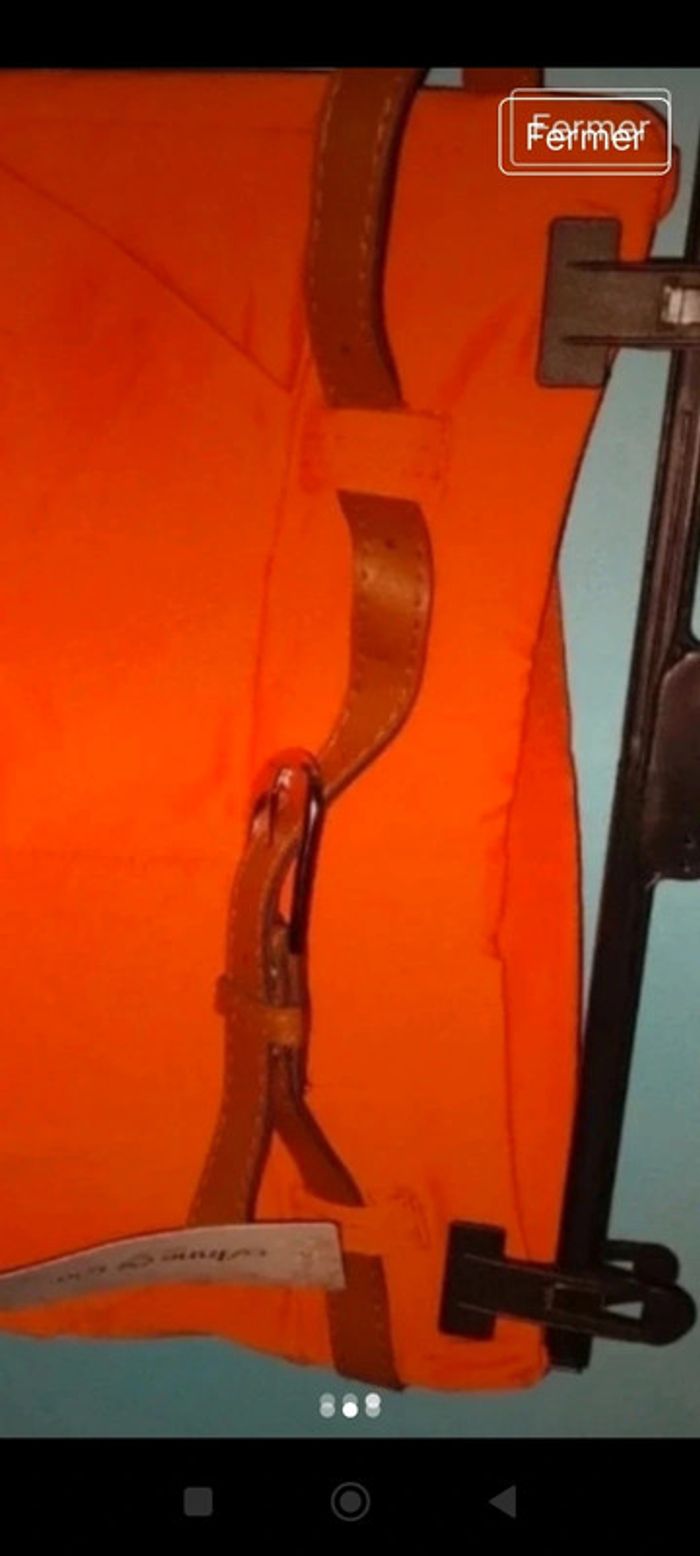 Pantalon Chino orange avec ceinture marron - photo numéro 2
