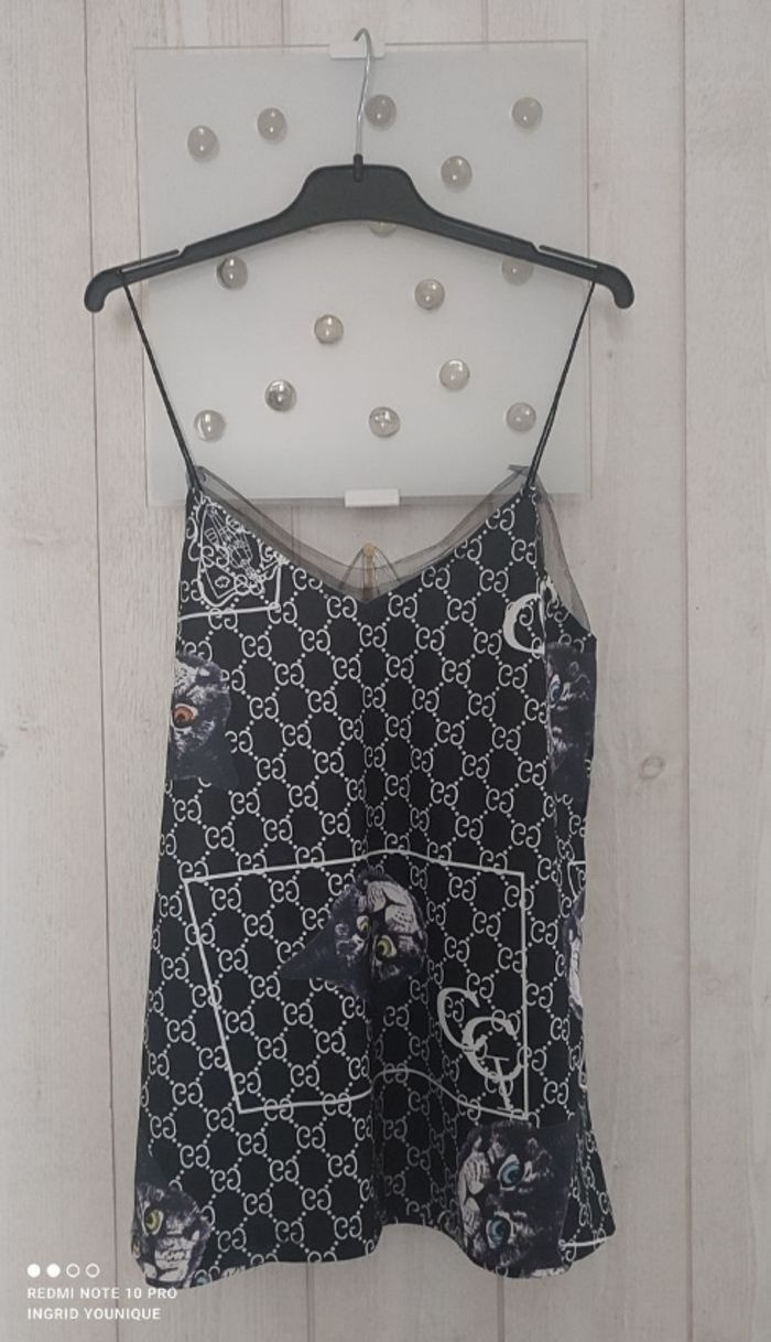 Débardeur noir et blanc petit chat taille unique