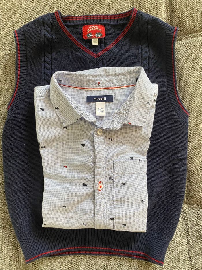 Chemise okaïdi + pull sergent-major 6 ans